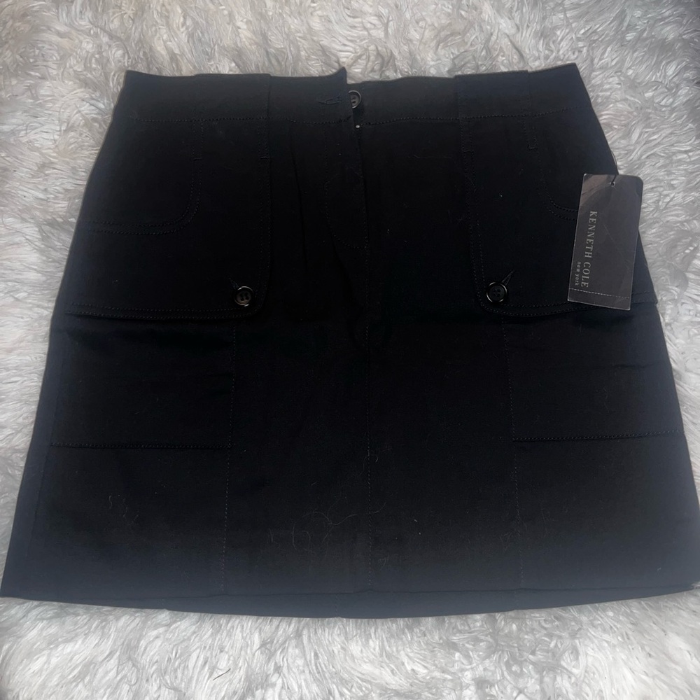 Kenneth Cole Black Pocket Front Mini Skirt
